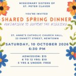 Shared spring dinner to support the Missionary Sisters of St Peter Claver