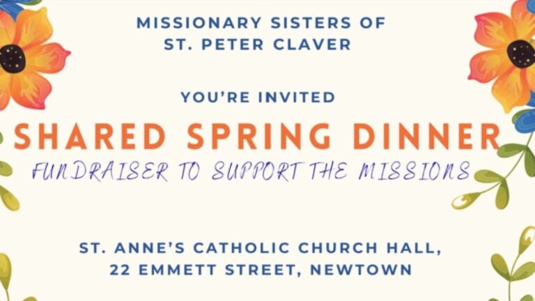 Shared spring dinner to support the Missionary Sisters of St Peter Claver